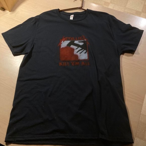 metallica kill em all first album cover airbrushed t shirt size large black - Picture 1 of 4